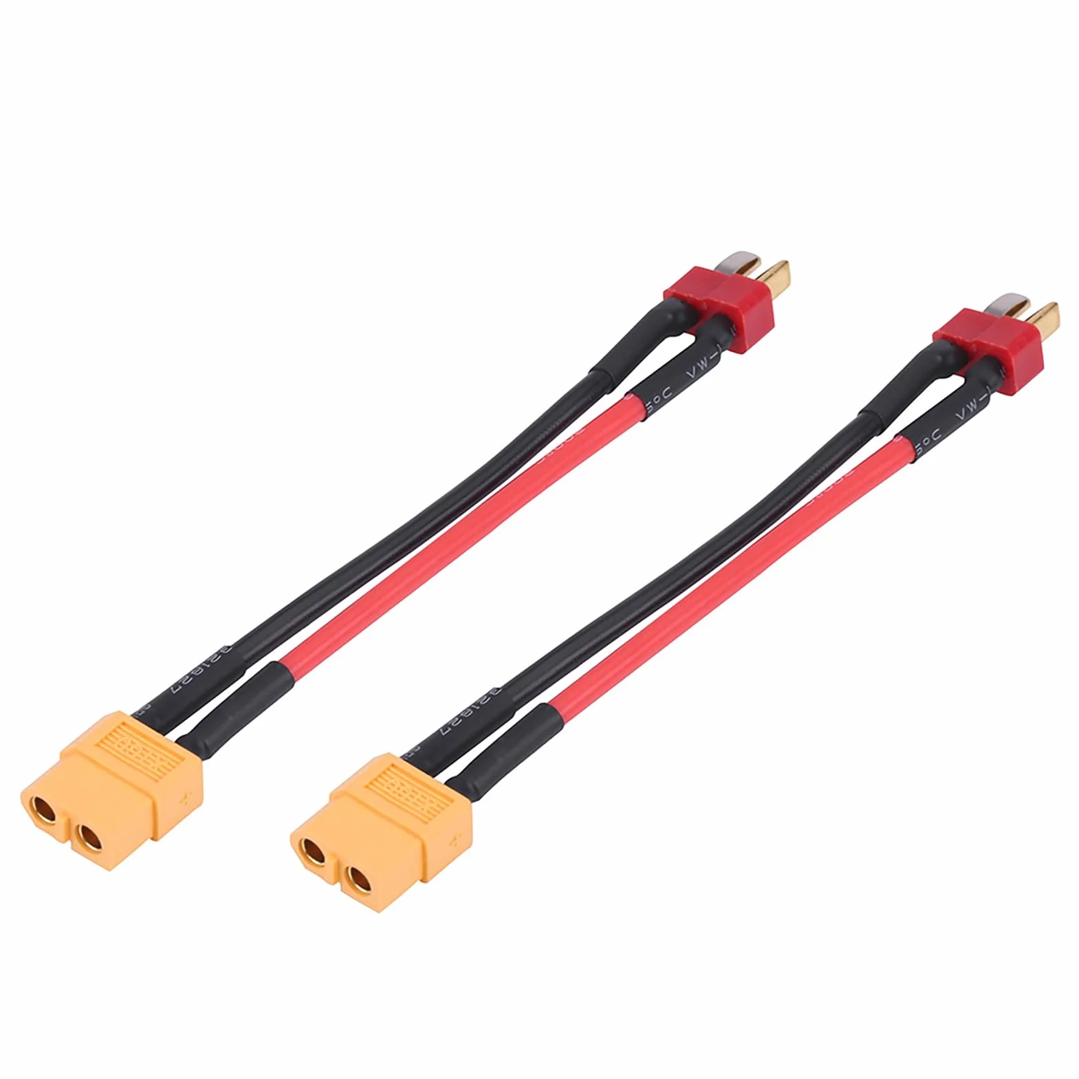 2 szt. XT60 do T adapter kabel przyłączeniowy 4 typy do RC Helicopter XT60 Lipo bateria wtyczka ładowanie 14AWG 10 cm (T Plug Male to XT60 żeński)