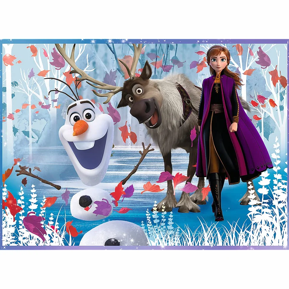Trefl Podróż w Nieznane Puzzle 4 w 1 Disney Frozen 2 o Wysokiej Jakości Nadruku dla Dzieci od 4 lat
