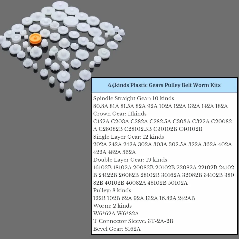 Zestaw plastikowych kół zębatych Zestaw pasków zębatych Zestaw kół zębatych do samochodów (34kinds) (64kinds)