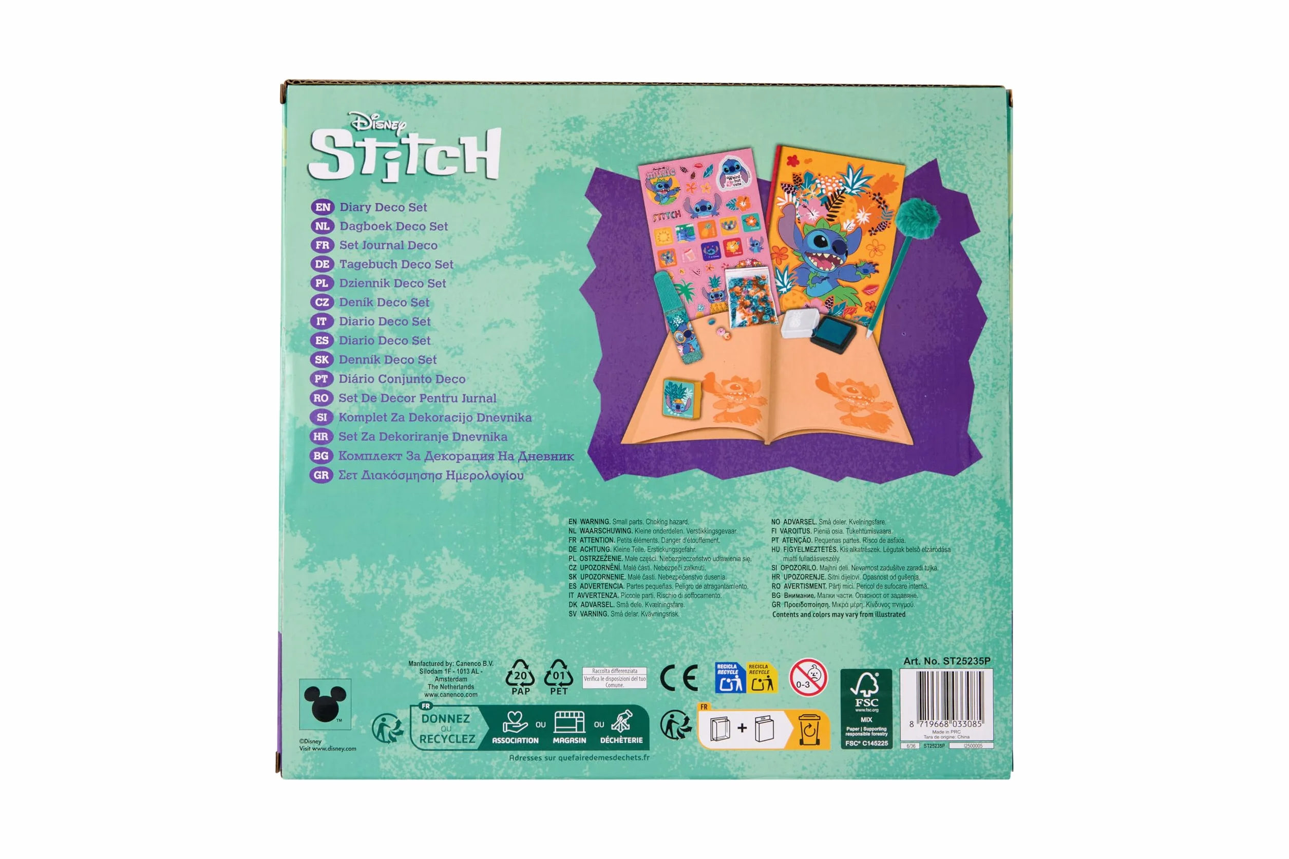 Disney Stitch zestaw do pamiętnika dla dzieci, super zestaw do dekoracji dziennika z naklejkami, znaczkami i brokatem, kreatywny prezent dla dziewczynek od 3 lat, pamiętnik DIY z długopisem