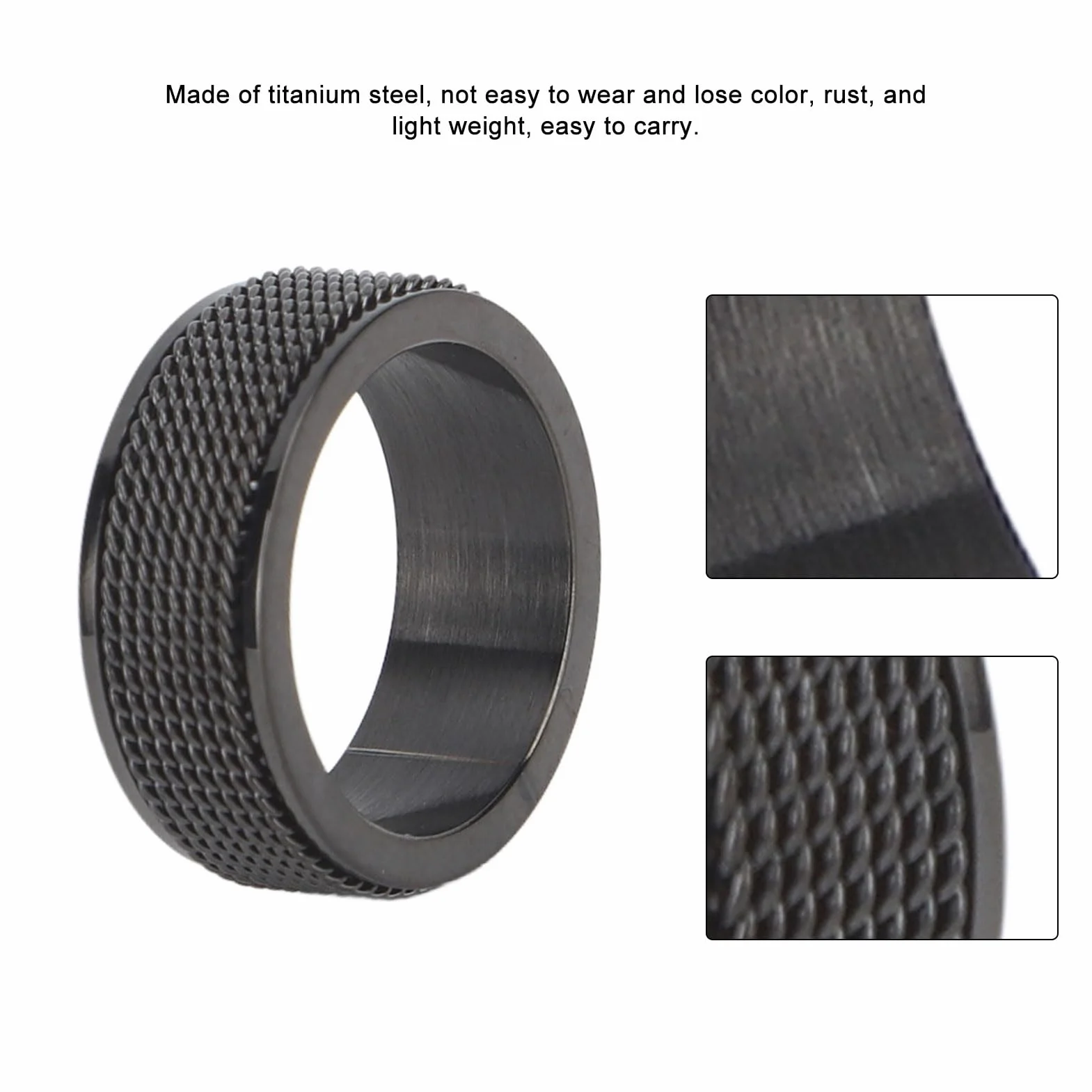 8MM Męski pierścień Niepokoju, Fidget Rings na Niepokój Spinning Fidget Toy Ring, ADHD Stress Relief Ring Spinner Ring Urodzinowe Prezenty dla Nastoletnich Chłopców (8)