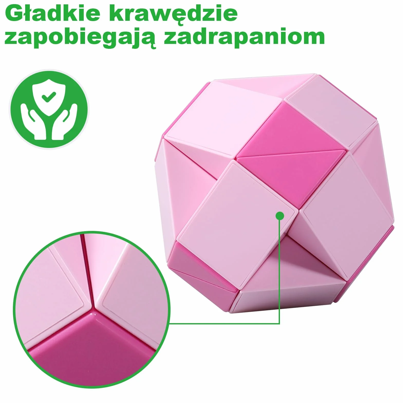 Magic Snake Cube, 2 Pack 24 części Twists Puzzle Party Favours Gifts, Educational Creative Fidget Toys for Kids/Adults (Zielony i różowy), TG22DC086