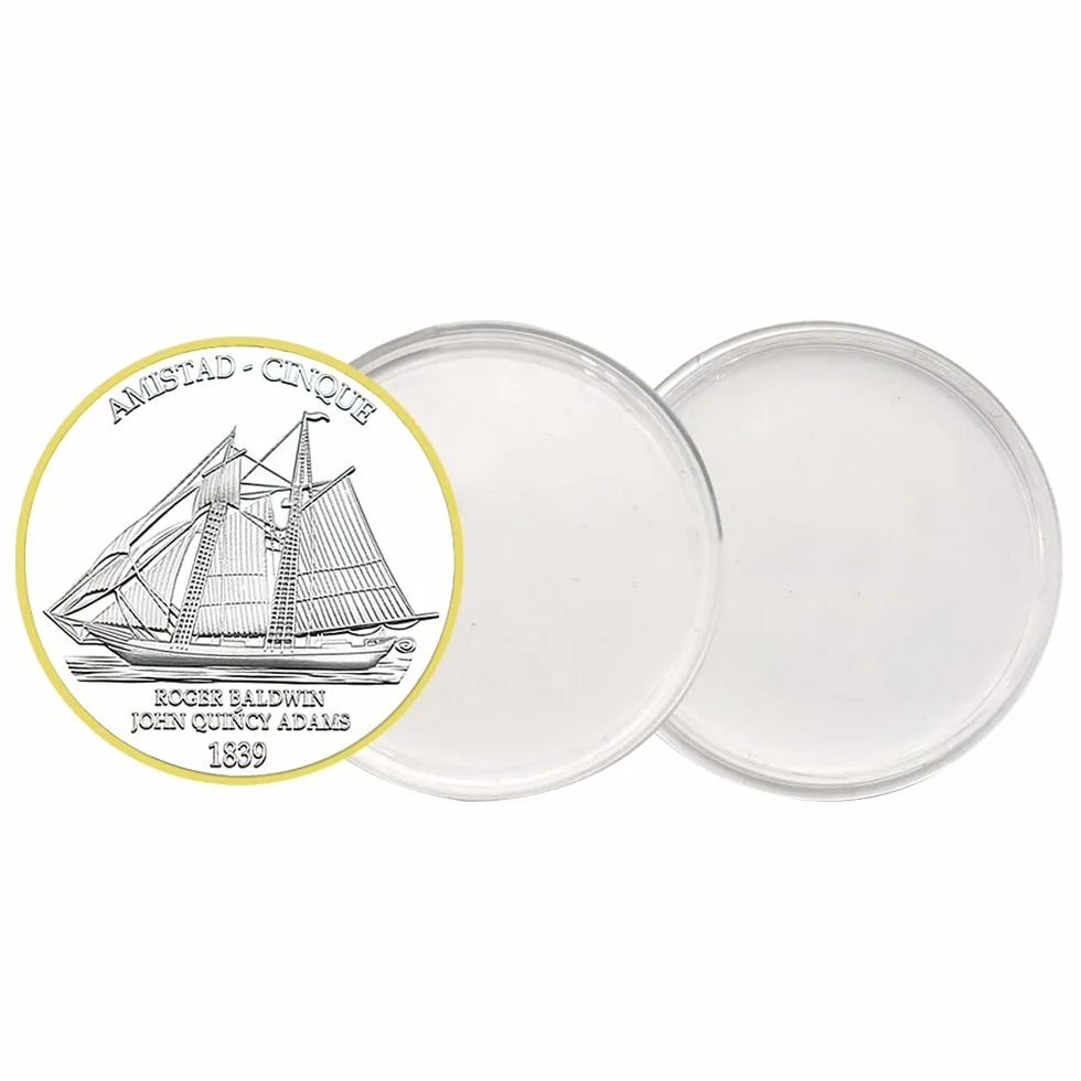 1839 AMISTAD Cinque Sailing Challenge Coin Roger Baldwin Metalowy pamiątkowy medal kolekcja