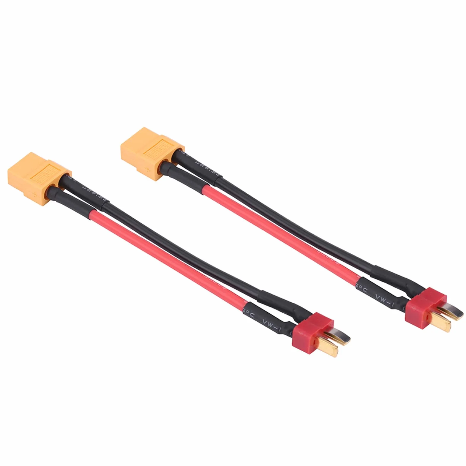 2 szt. XT60 do T adapter kabel przyłączeniowy 4 typy do RC Helicopter XT60 Lipo bateria wtyczka ładowanie 14AWG 10 cm (T Plug Male to XT60 żeński)