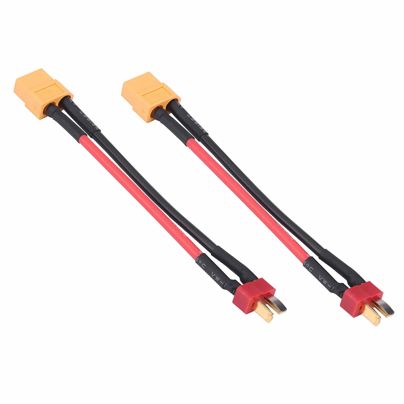 2 szt. XT60 do T adapter kabel przyłączeniowy 4 typy do RC Helicopter XT60 Lipo bateria wtyczka ładowanie 14AWG 10 cm (T Plug Male to XT60 żeński)