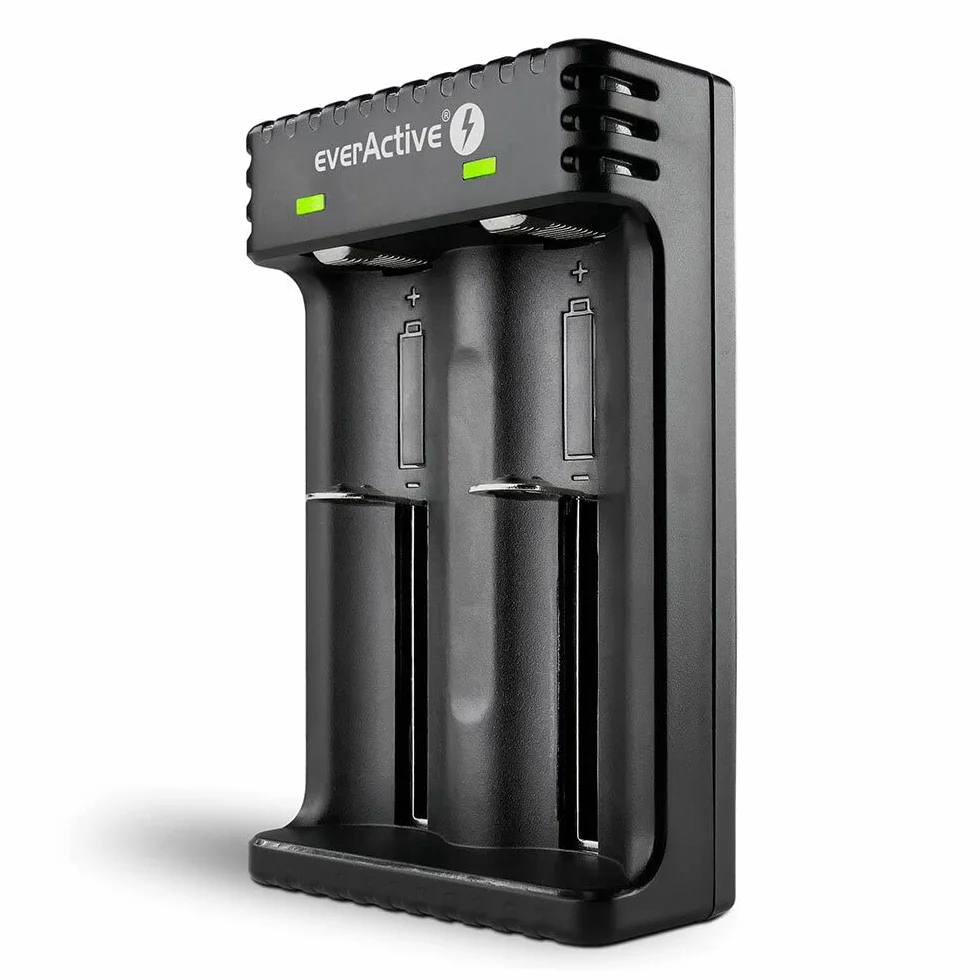 everActive Ładowarka do 2 sztuk akumulatorów litowo-jonowych, takich jak 18650, profesjonalna, szybka, micro USB, model: LC-200, czarna