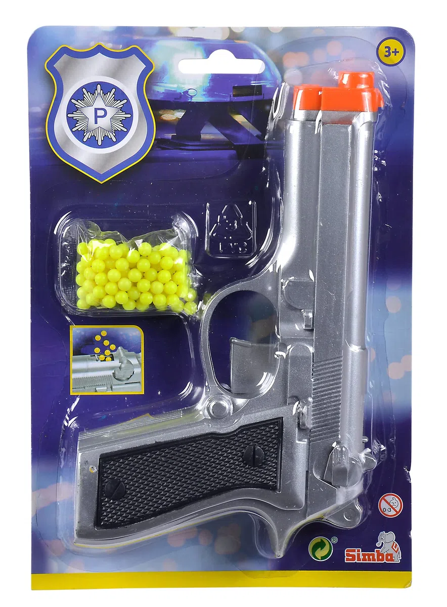 Simba 108022556 – pistolet kulowy z amunicją, 3-krotne sortowanie, tylko jeden artykuł, 100 bombek, 21 cm, pistolet dla dzieci od 3 lat