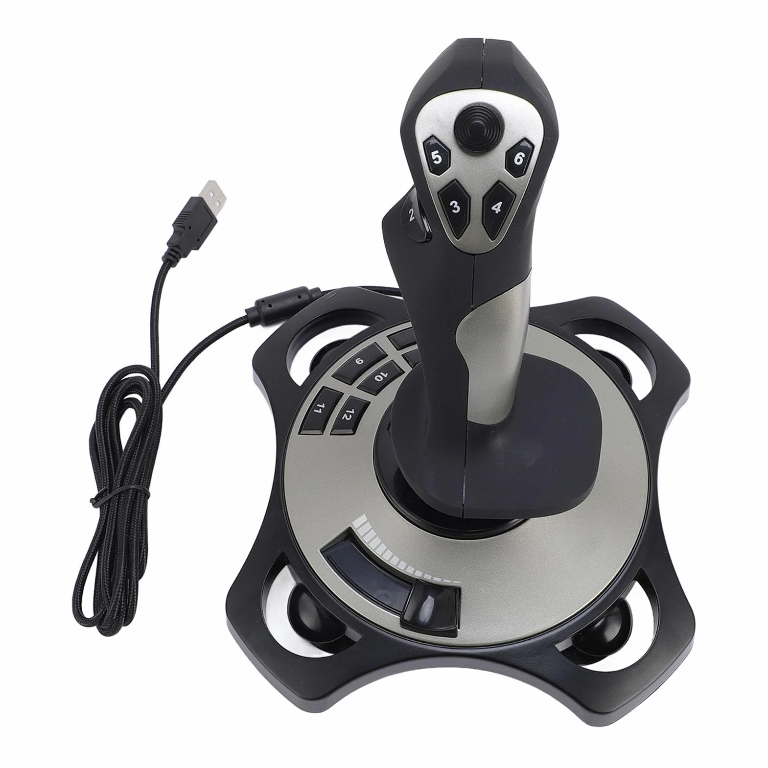 Cocoarm Kontroler Typu Joystick do Symulatora Lotu, Drążek Kierowniczy ABS USB z Wibracjami, Sterowanie 4 Osiami, 12 Programowalnych Przycisków i Przepustnica do Gier Lotniczych na PC w Systemie 7 8