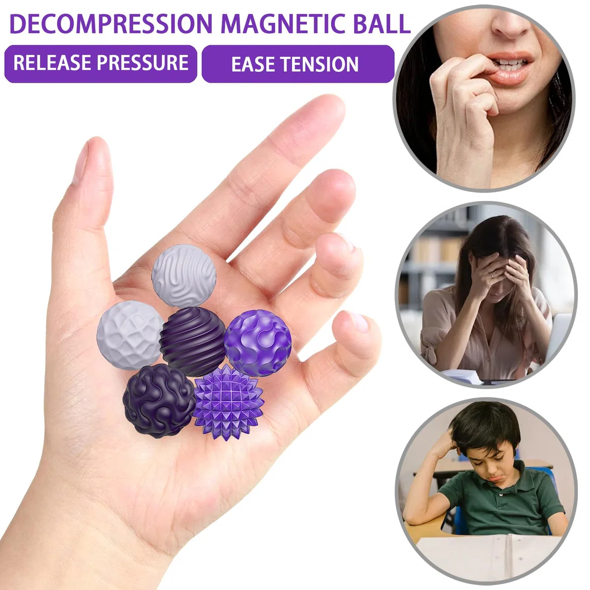 LUKlUP 6 magnetycznych zabawek Fidget Toys, dekoracja na imprezę, urodziny, serpentyny, złote, na imprezę, do dekoracji weselnych, urodzin, baby shower (fioletowe/nowe)