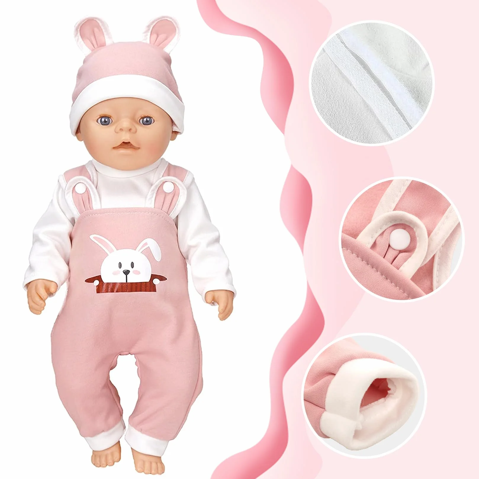 Ubranka dla lalek Akcesoria dla lalek z kapeluszem Spodnie z długim rękawem Akcesoria dla lalek 35-43 cm Prezent dla dzieci Dziewczynki Chłopcy(lalki nie są dołączone)