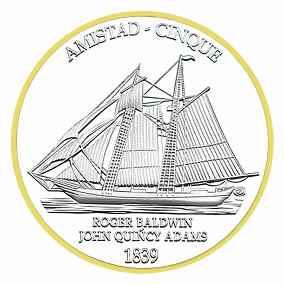 1839 AMISTAD Cinque Sailing Challenge Coin Roger Baldwin Metalowy pamiątkowy medal kolekcja