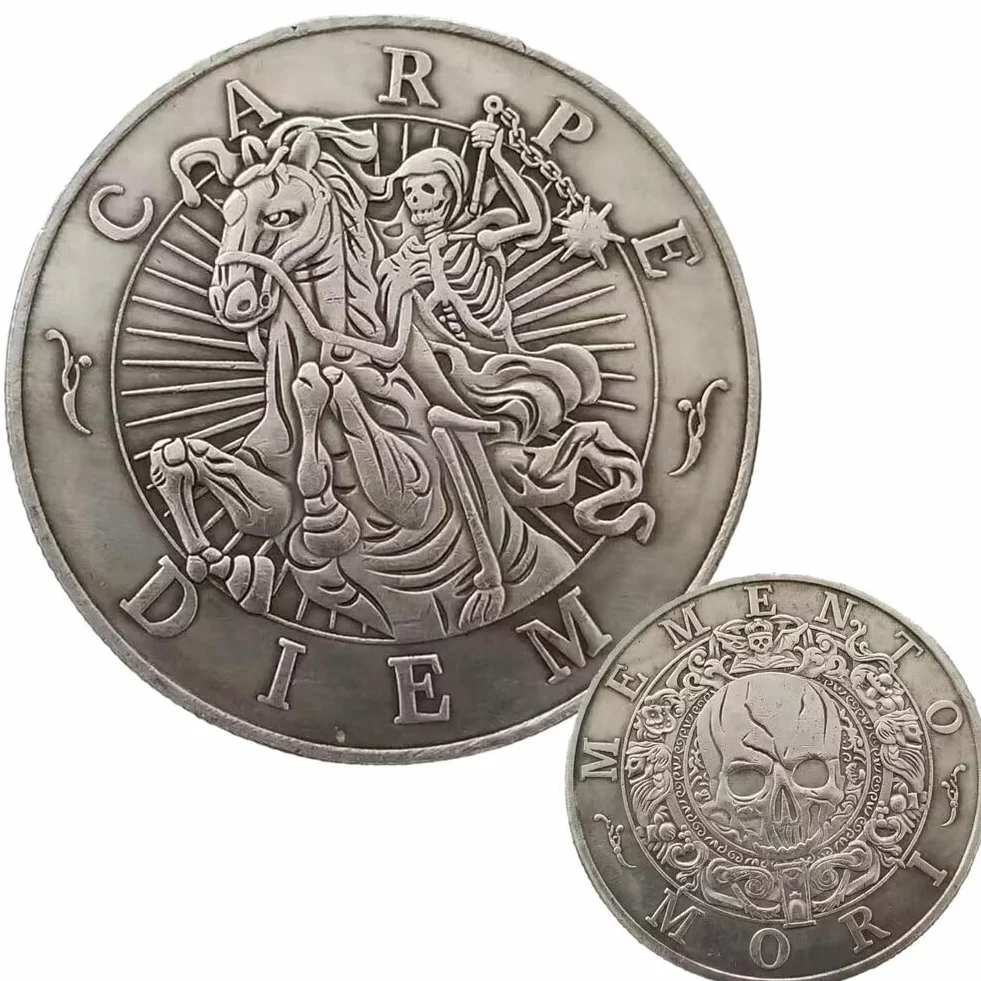 YIQILAFADA Memento Mori Medal Carpe Diem Stoicyzm Pamiątkowe Monety Hobo Moneta dla kolekcjonera