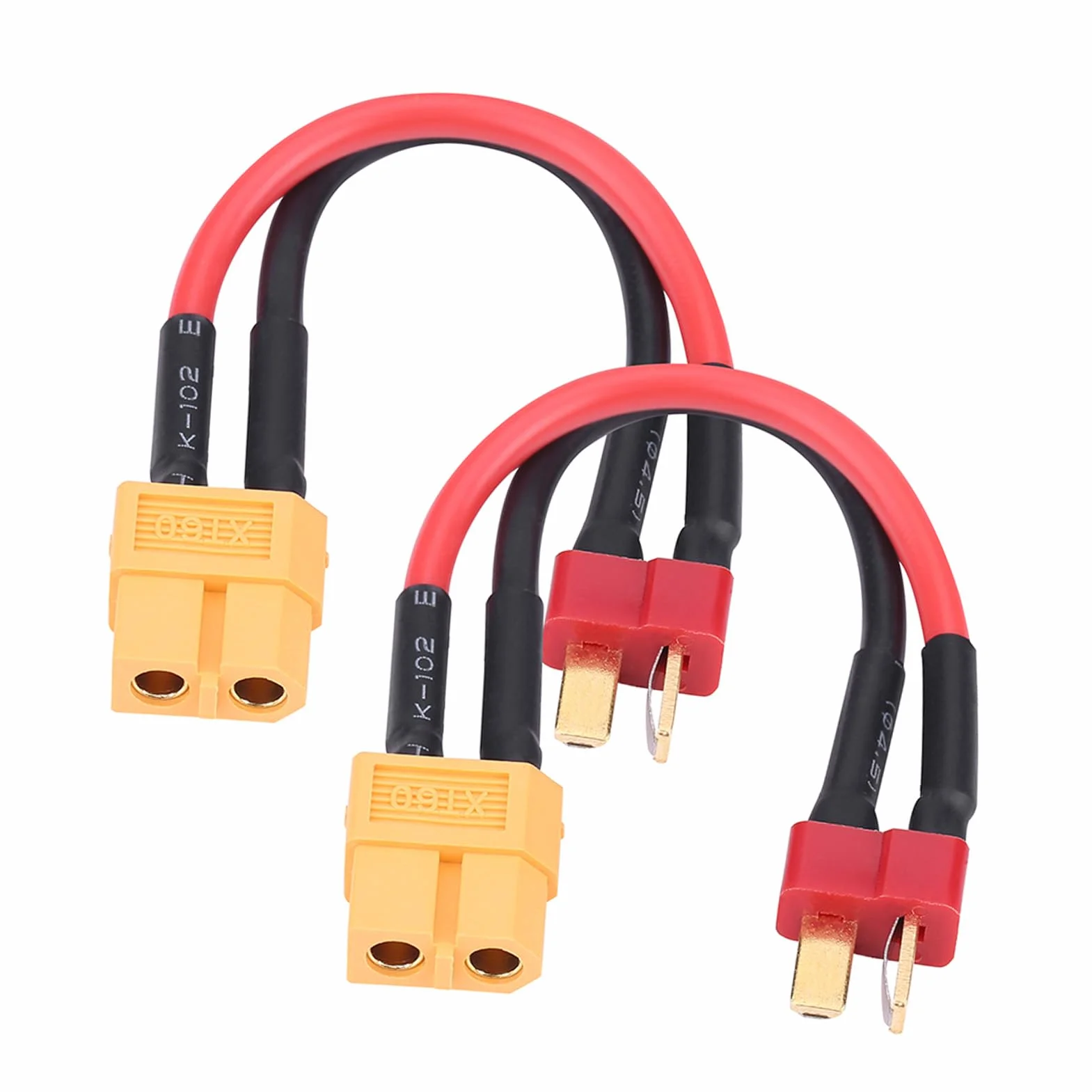 2 szt. XT60 do T adapter kabel przyłączeniowy 4 typy do RC Helicopter XT60 Lipo bateria wtyczka ładowanie 14AWG 10 cm (T Plug Male to XT60 żeński)