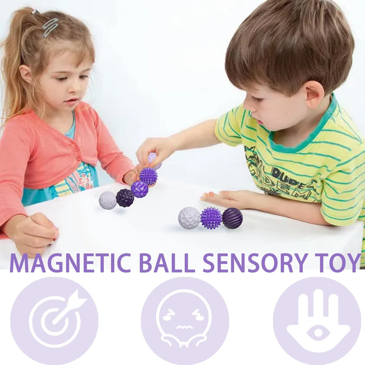 LUKlUP 6 magnetycznych zabawek Fidget Toys, dekoracja na imprezę, urodziny, serpentyny, złote, na imprezę, do dekoracji weselnych, urodzin, baby shower (fioletowe/nowe)