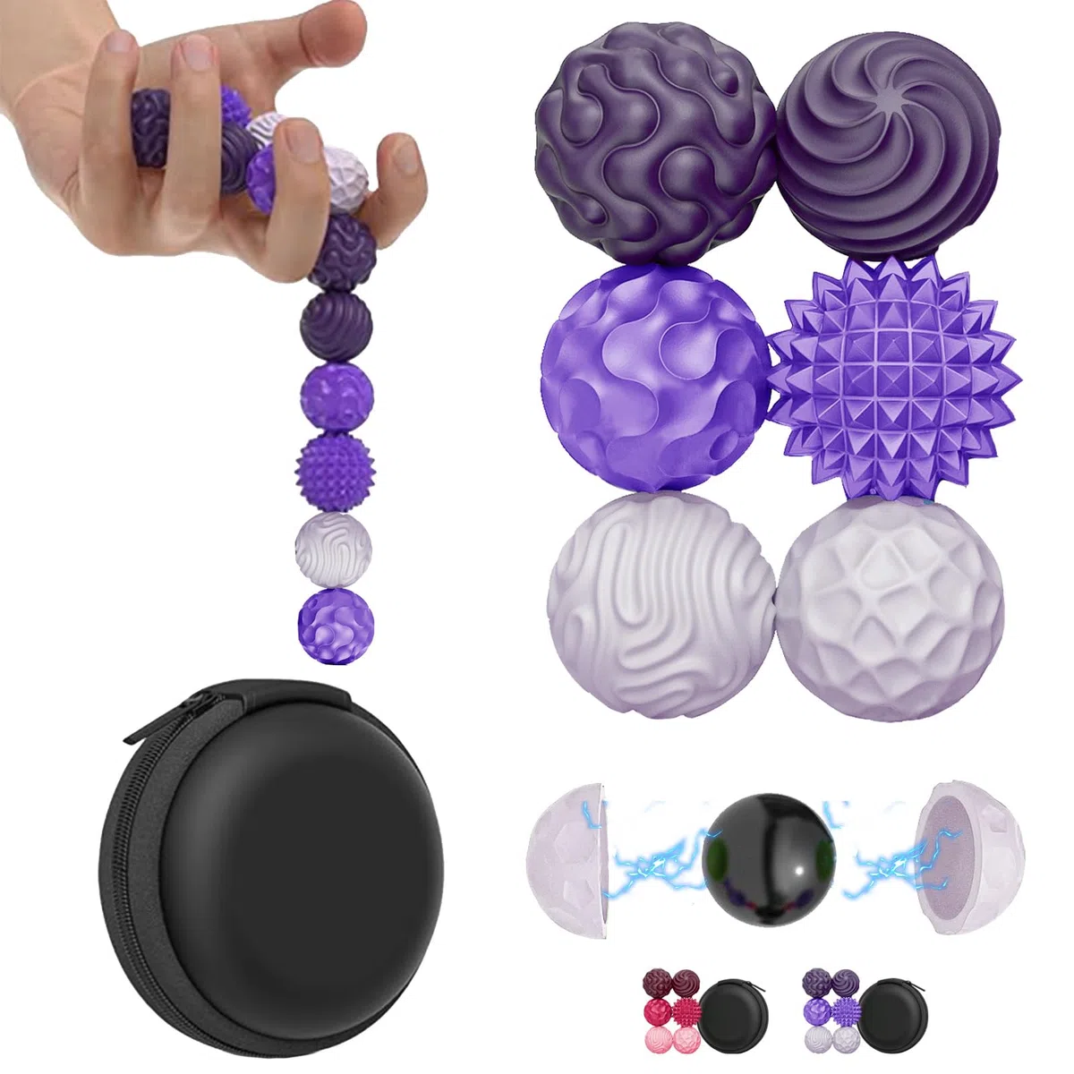 LUKlUP 6 magnetycznych zabawek Fidget Toys, dekoracja na imprezę, urodziny, serpentyny, złote, na imprezę, do dekoracji weselnych, urodzin, baby shower (fioletowe/nowe)
