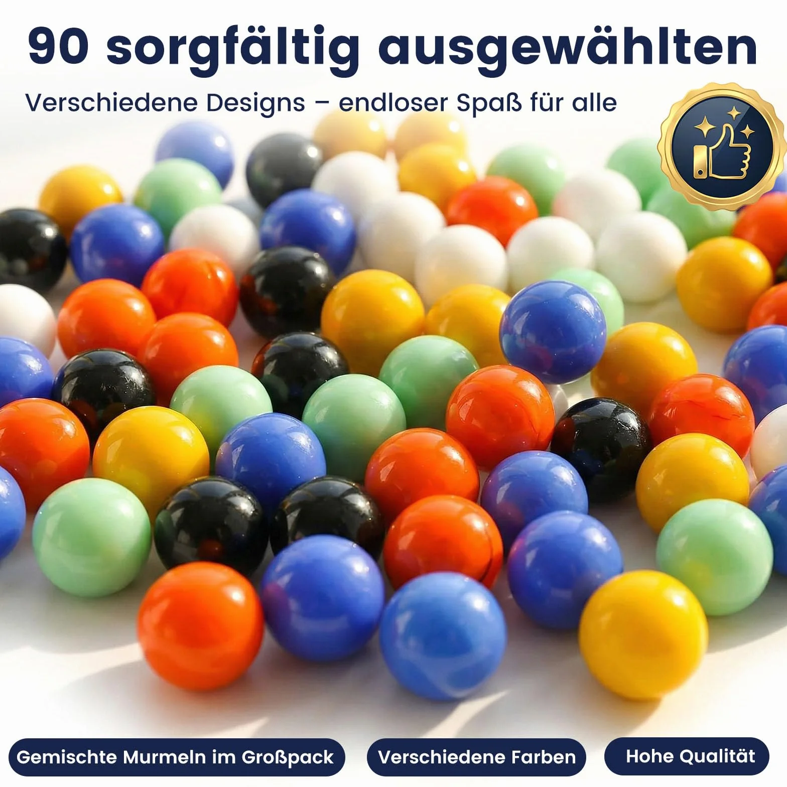 HAKACC 90 sztuk szklanych kulek, 1,6 cm, kolorowe kulki do zabawy w kształcie kulek chińskich (6 kolorów)