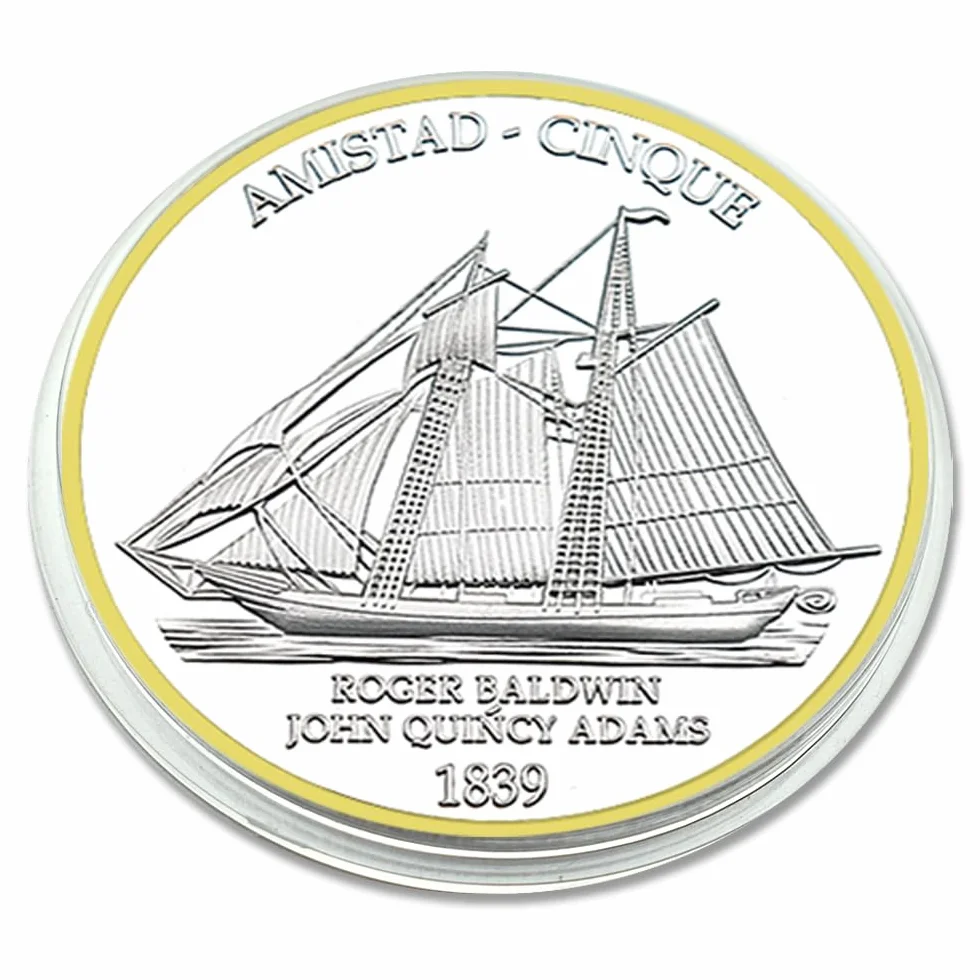 1839 AMISTAD Cinque Sailing Challenge Coin Roger Baldwin Metalowy pamiątkowy medal kolekcja