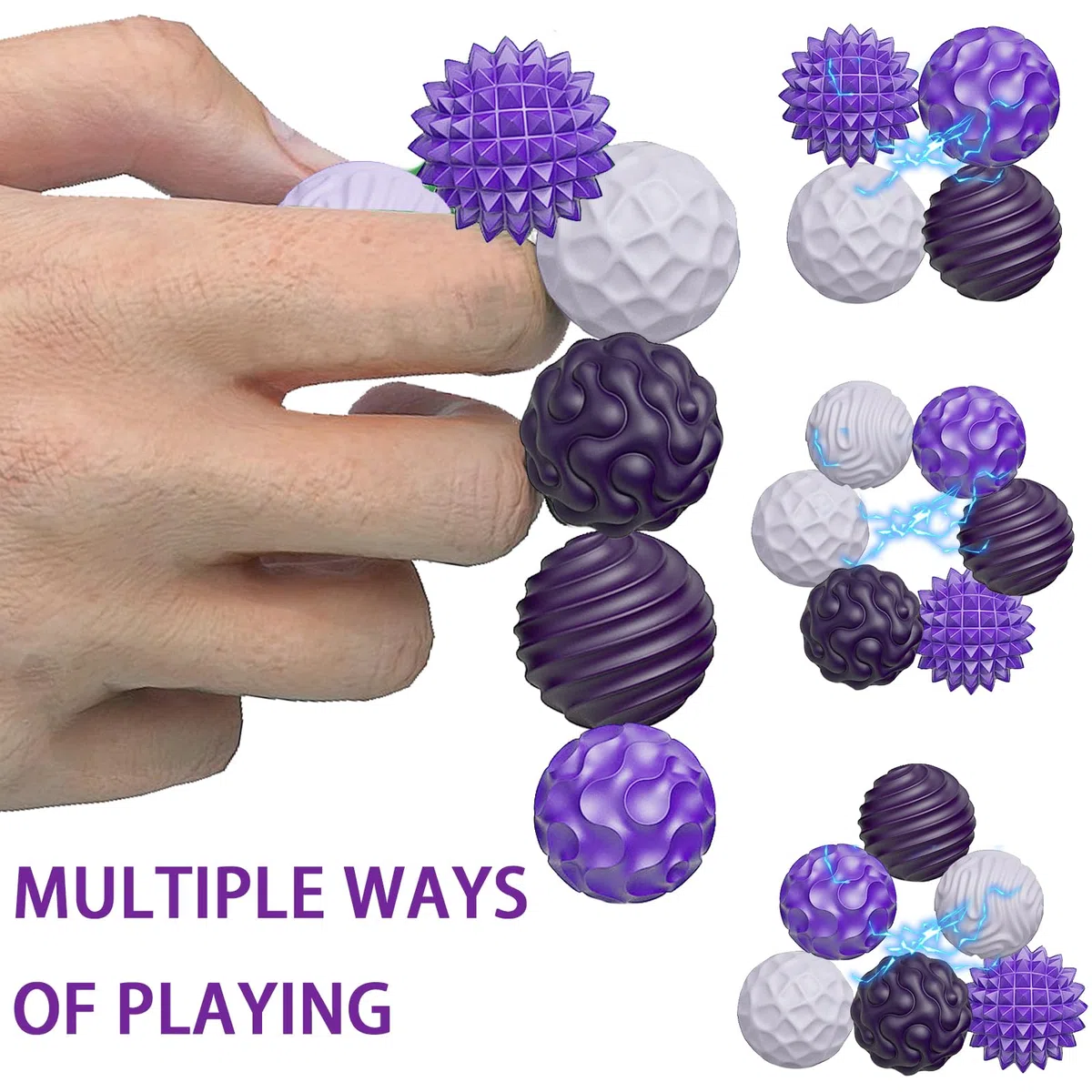 LUKlUP 6 magnetycznych zabawek Fidget Toys, dekoracja na imprezę, urodziny, serpentyny, złote, na imprezę, do dekoracji weselnych, urodzin, baby shower (fioletowe/nowe)