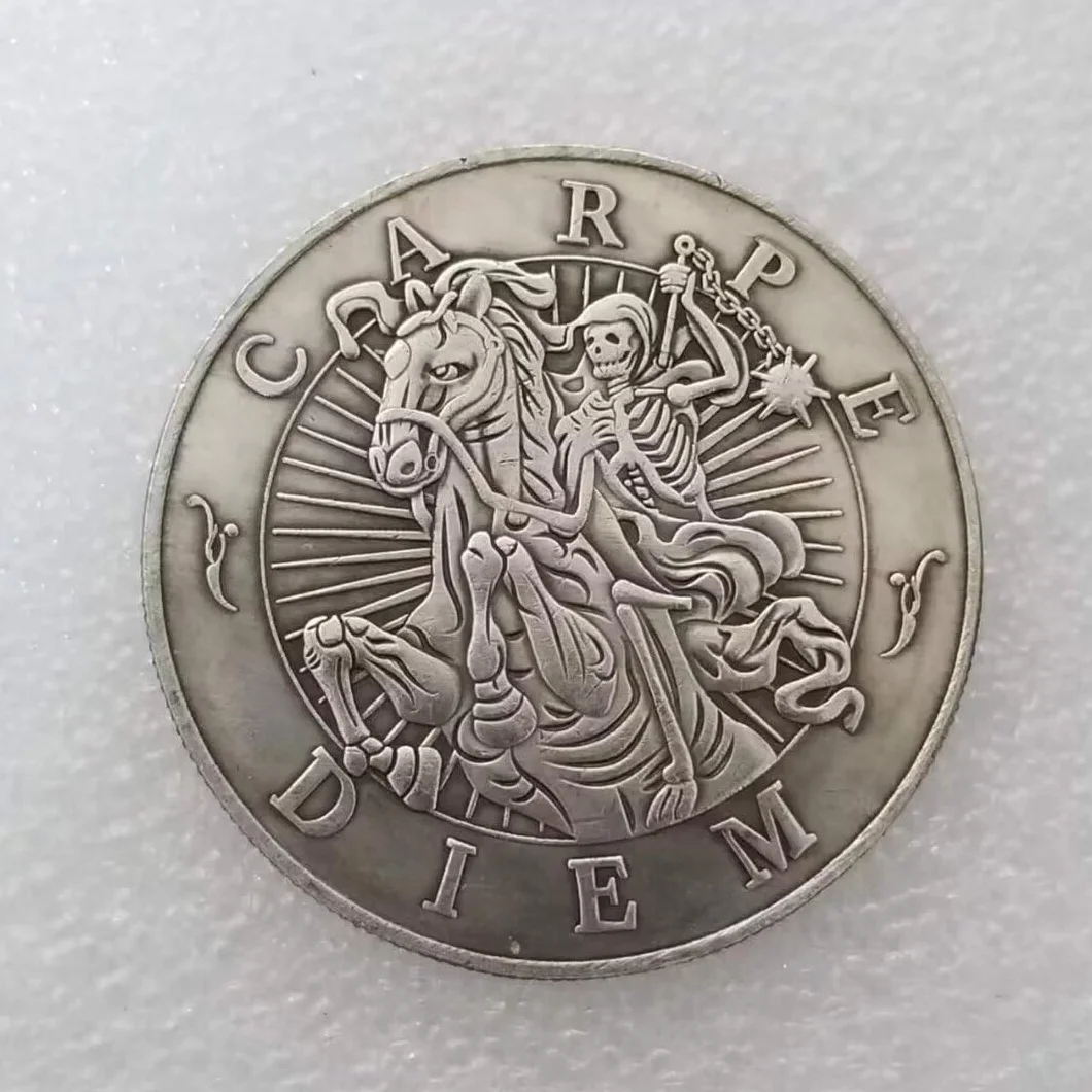 YIQILAFADA Memento Mori Medal Carpe Diem Stoicyzm Pamiątkowe Monety Hobo Moneta dla kolekcjonera