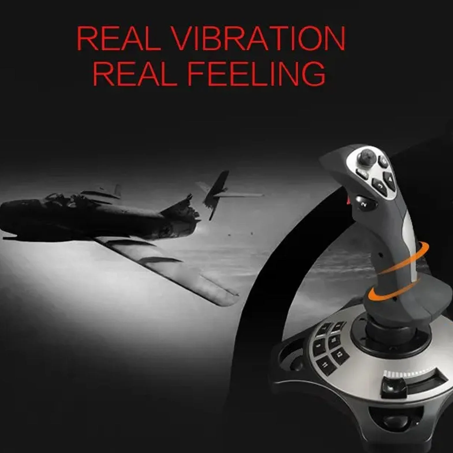 Cocoarm Kontroler Typu Joystick do Symulatora Lotu, Drążek Kierowniczy ABS USB z Wibracjami, Sterowanie 4 Osiami, 12 Programowalnych Przycisków i Przepustnica do Gier Lotniczych na PC w Systemie 7 8