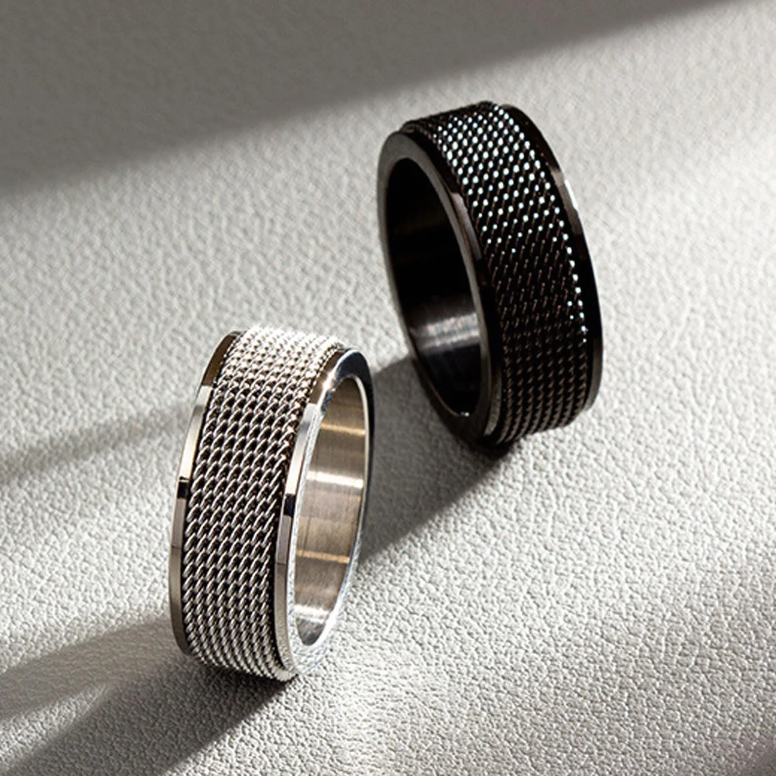 8MM Męski pierścień Niepokoju, Fidget Rings na Niepokój Spinning Fidget Toy Ring, ADHD Stress Relief Ring Spinner Ring Urodzinowe Prezenty dla Nastoletnich Chłopców (8)