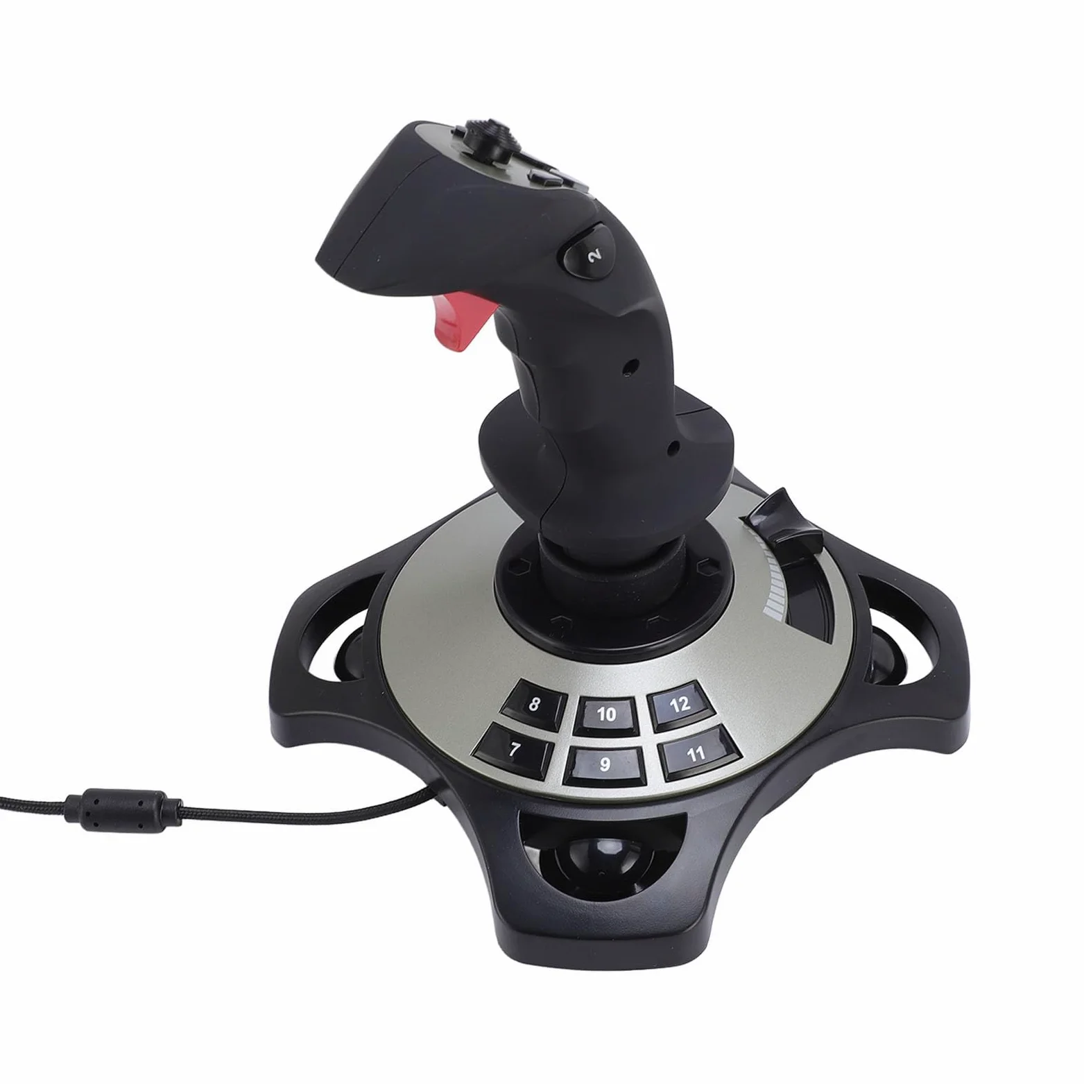 Cocoarm Kontroler Typu Joystick do Symulatora Lotu, Drążek Kierowniczy ABS USB z Wibracjami, Sterowanie 4 Osiami, 12 Programowalnych Przycisków i Przepustnica do Gier Lotniczych na PC w Systemie 7 8