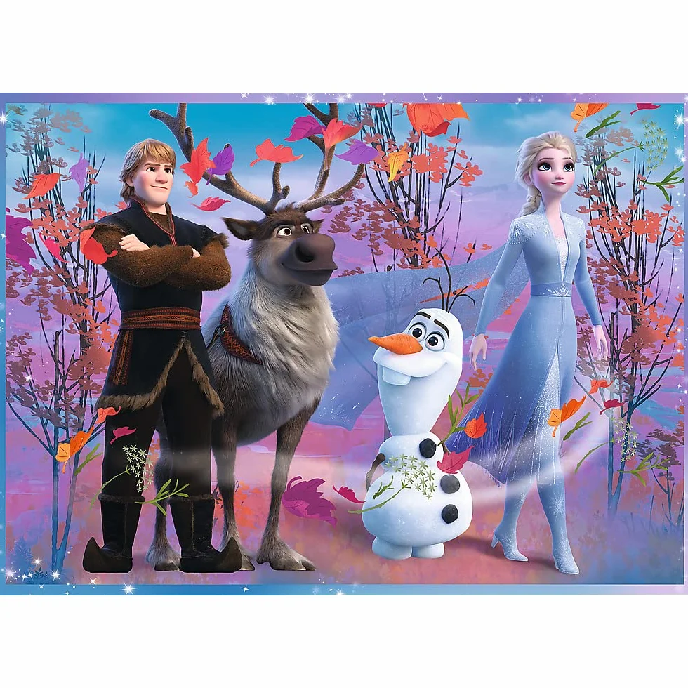 Trefl Podróż w Nieznane Puzzle 4 w 1 Disney Frozen 2 o Wysokiej Jakości Nadruku dla Dzieci od 4 lat