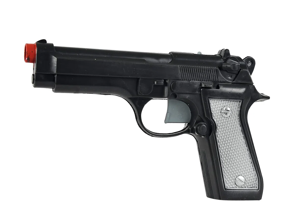 Simba 108022556 – pistolet kulowy z amunicją, 3-krotne sortowanie, tylko jeden artykuł, 100 bombek, 21 cm, pistolet dla dzieci od 3 lat