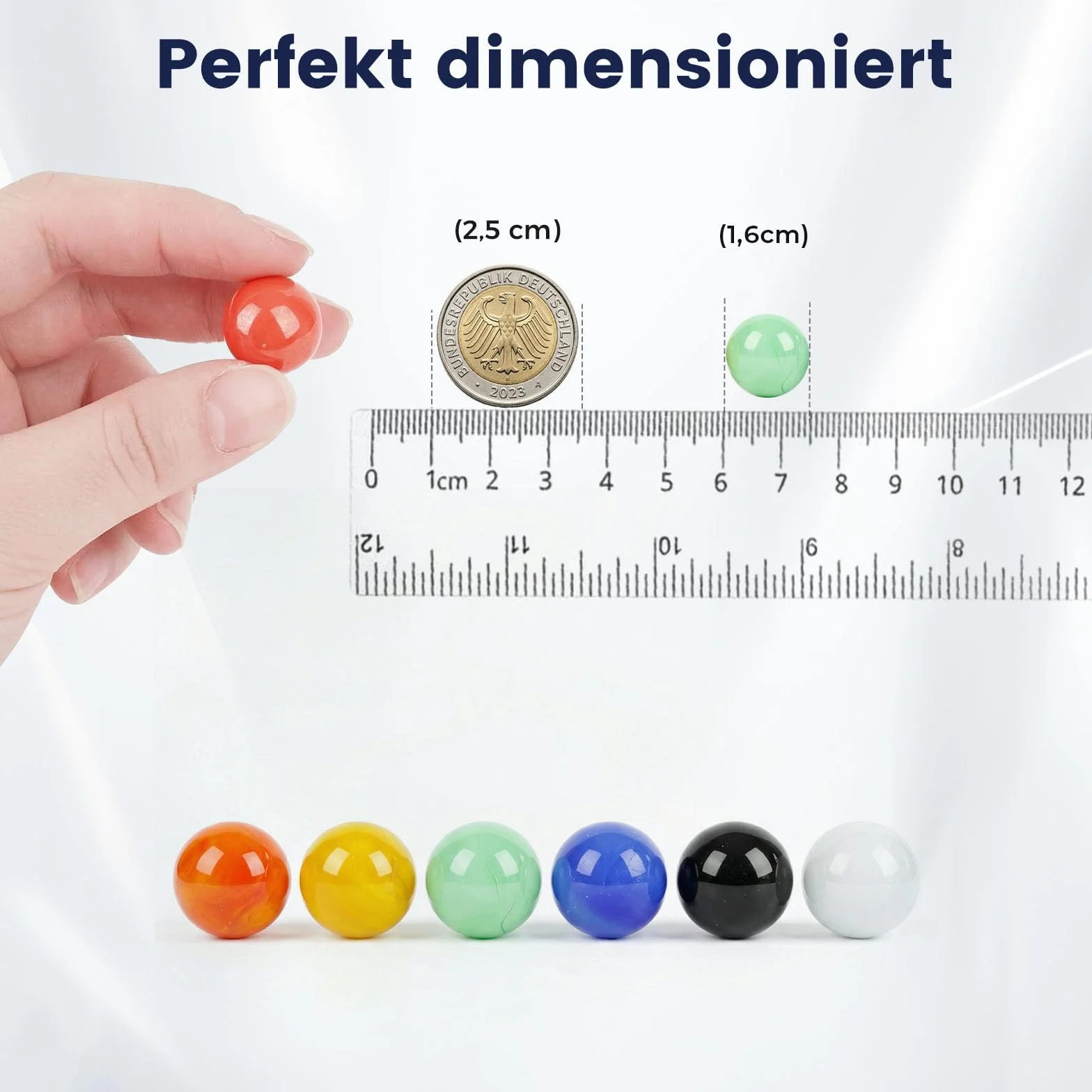 HAKACC 90 sztuk szklanych kulek, 1,6 cm, kolorowe kulki do zabawy w kształcie kulek chińskich (6 kolorów)
