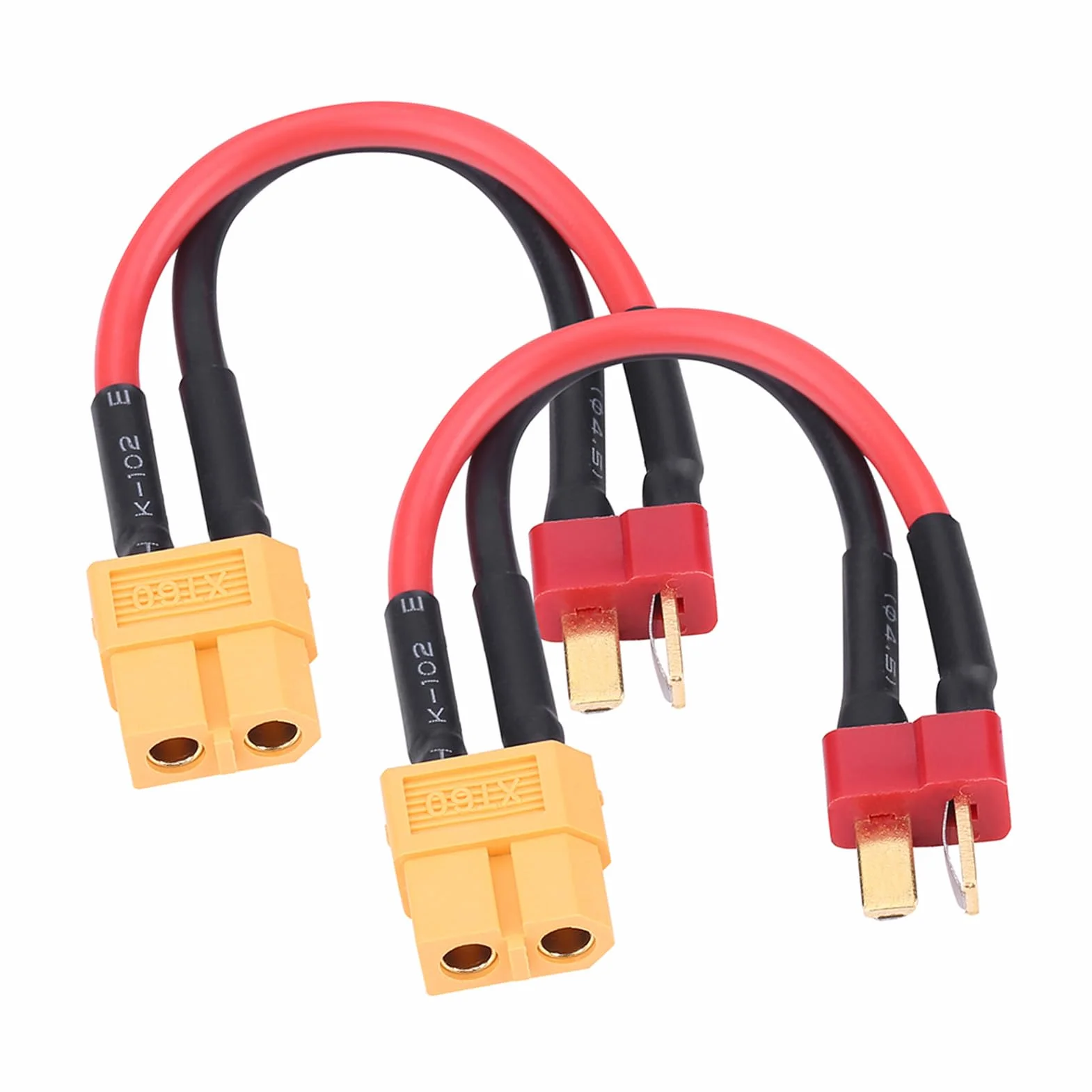 2 szt. XT60 do T adapter kabel przyłączeniowy 4 typy do RC Helicopter XT60 Lipo bateria wtyczka ładowanie 14AWG 10 cm (T Plug Male to XT60 żeński)
